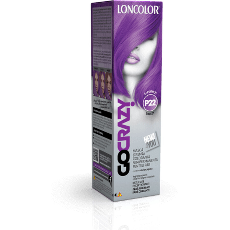 Loncolor Go Crazy Mască (cremă) colorantă semipermanentă de păr P22 Violet, 1 buc