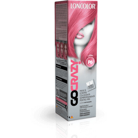 Loncolor Go Crazy Semi-permanent haarkleuringsmasker (crème) P6 Roze, 1 st