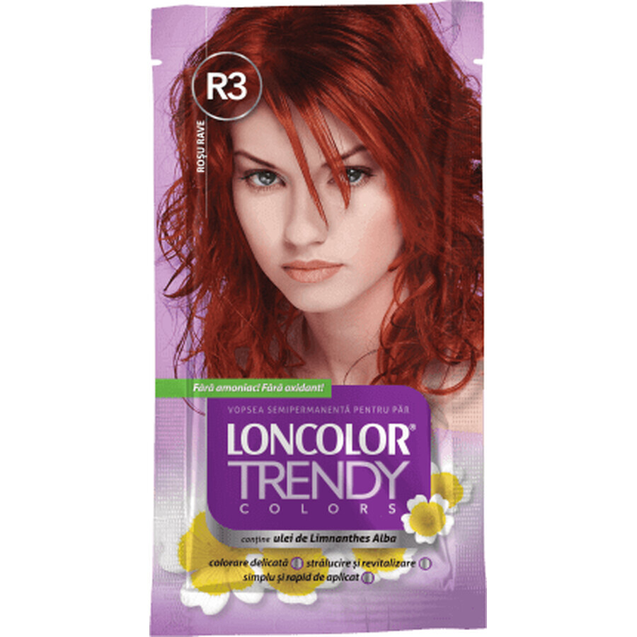 Loncolor Trendy Vopsea semipermanentă rave red R3, 1 buc