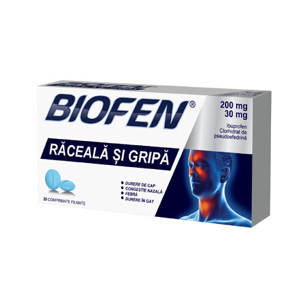 Biofen Raceala si gripa 200 mg/ 30 mg x 20 comprimate, Biofarm