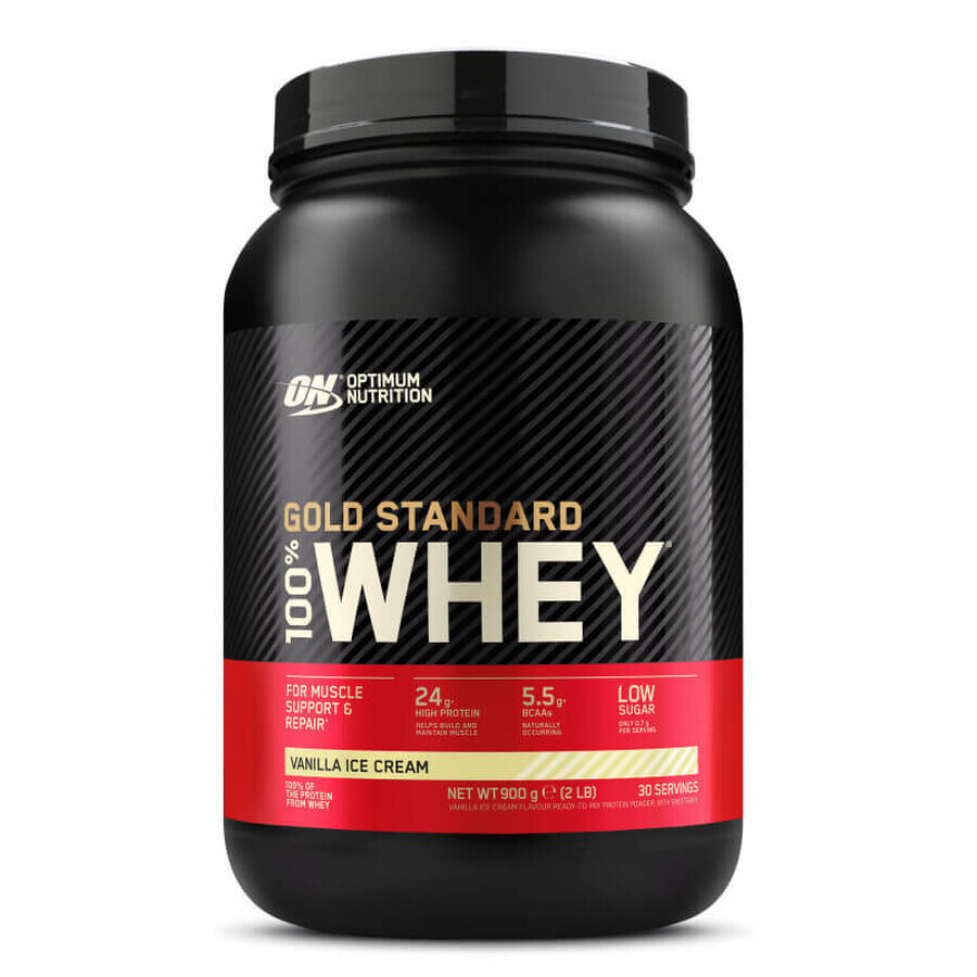 Whey Gold Standard Vanilla Ice Cream protéine en poudre, 900 g, Optimum Nutrition