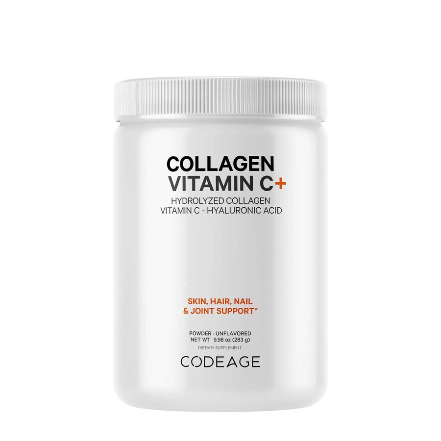 Codeage Collageen Vitamine C+, gehydrolyseerd collageen met vitamine C en hyaluronzuur, 283 g, GNC