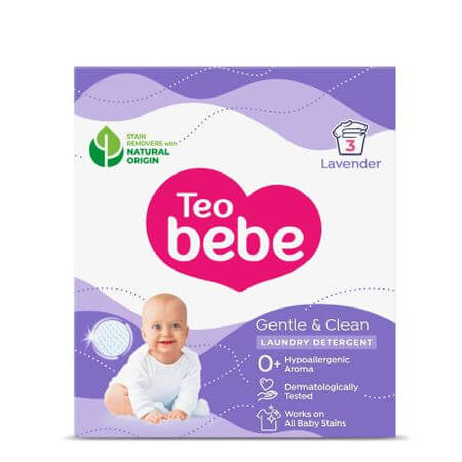 Zacht &amp; schoon waspoeder, lavendel, 225 g, Teo Baby