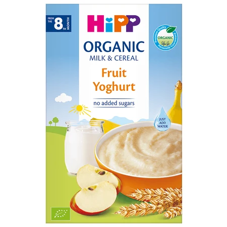 Organic milk and cereals with fruit and yoghurt, 8 months +, 250 g, Hipp