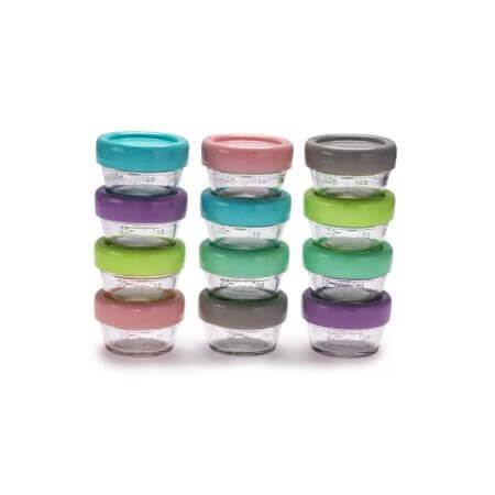 Set van 12 glazen potjes voor babyvoeding, 12 x 59 ml, Melii