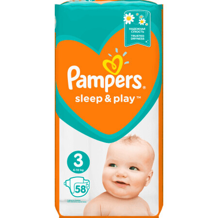 Pampers Sleep &amp; Play Babyluiers, maat 3, 6-10kg, 58 stuks