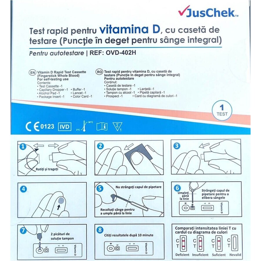 Test rapid pentru vitamina D, pentru autotestare CE0123, JusChek