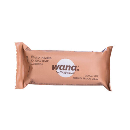 Wana Cocoa Gaufrette protéinée au chocolat et à la Gianduia, 43 g, Wana