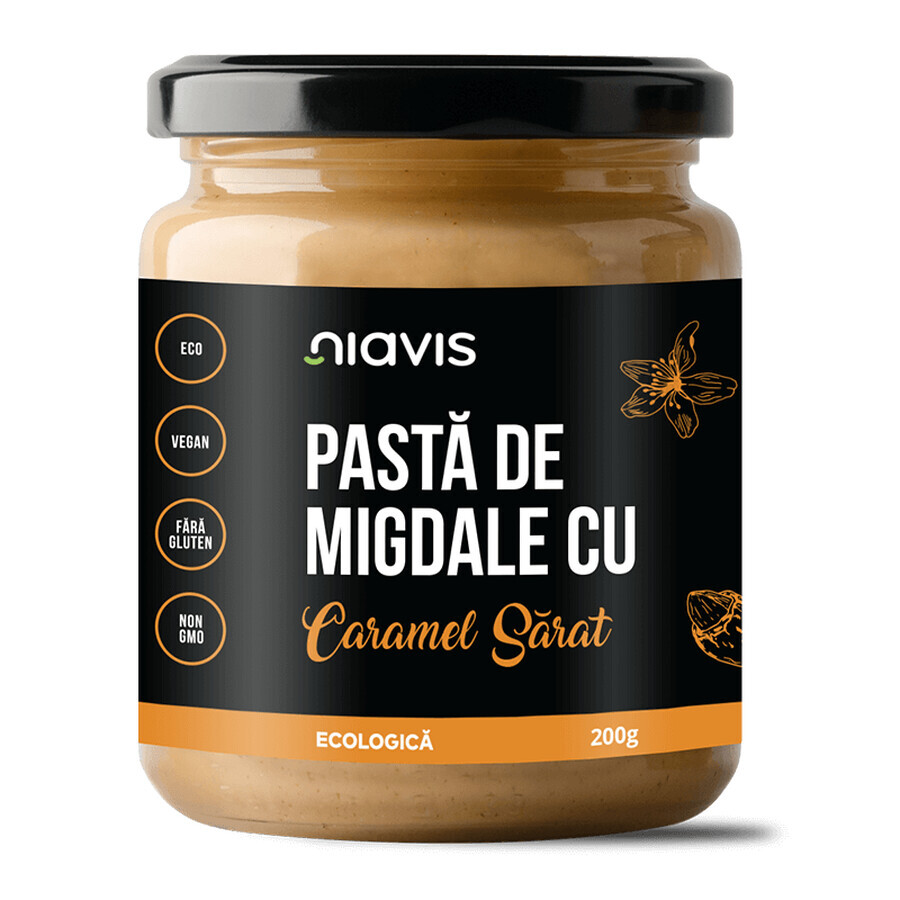 Pasta Bio de migdale cu caramel sarat, 200 g, Niavis