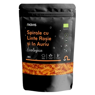 Espirales ecológicas con lentejas rojas y doradas, 250 g, Niavis