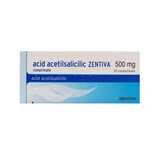 Acetylsalicylzuur, 500 mg, 20 tabletten, Zentiva