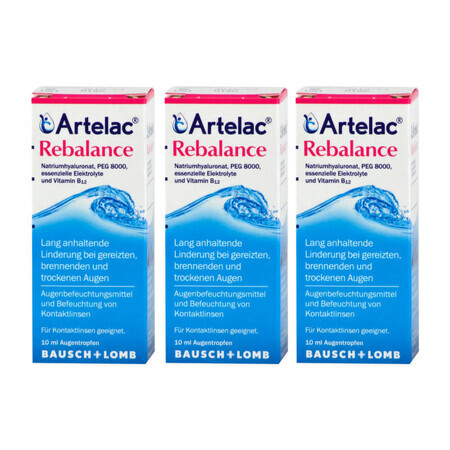 Artelac Rebalance Gocce Oculari Multidose Senza Conservanti, 3x10 ml, Bausch&Lomb