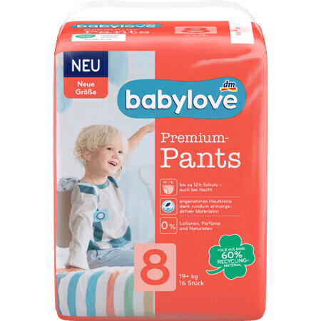 Couche Babylove numéro 8, 16 pièces