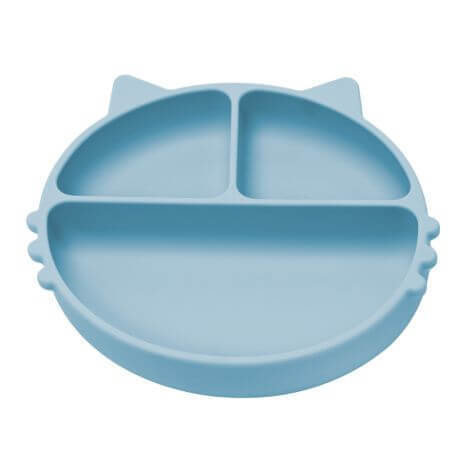 Assiette compartimentée en silicone avec ventouse Kitty, 6 mois+, Aqua Blue, Appekids