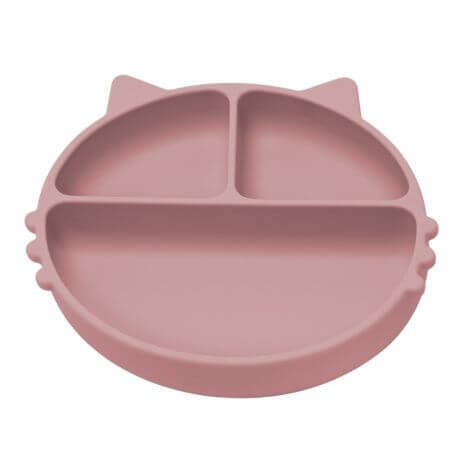 Piatto in silicone compartimentato con ventosa Kitty, 6 mesi+, Old Rose, Appekids