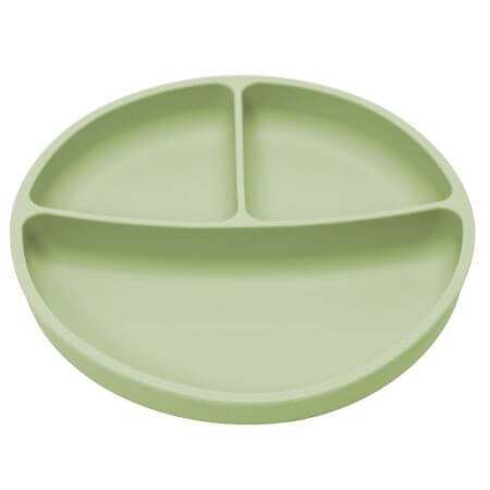 Assiette compartimentée en silicone avec ventouse, 6 mois+, Raw Green, Appekids