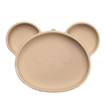 Panda Saugnapf Silikon Teller, 6 Monate+, Bubble Beige, Appekids