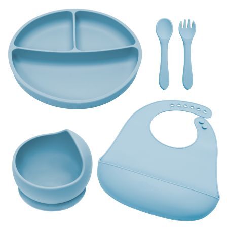 Set pentru diversificare din silicon Classic, 6 luni+, Aqua Blue, Appekids