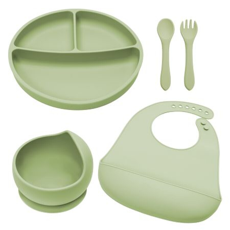 Set di deviazione classico in silicone, 6 mesi+, verde grezzo, Appekids