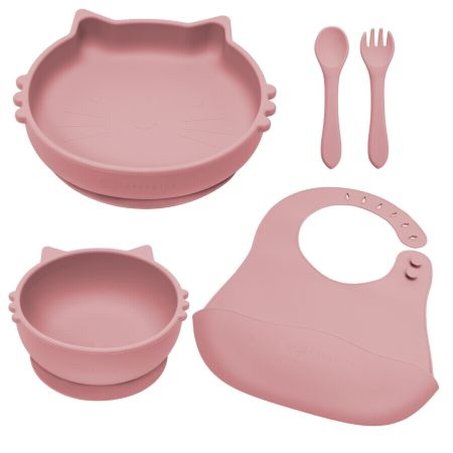 Set pentru diversificare din silicon Kitty, Old Rose, Appekids