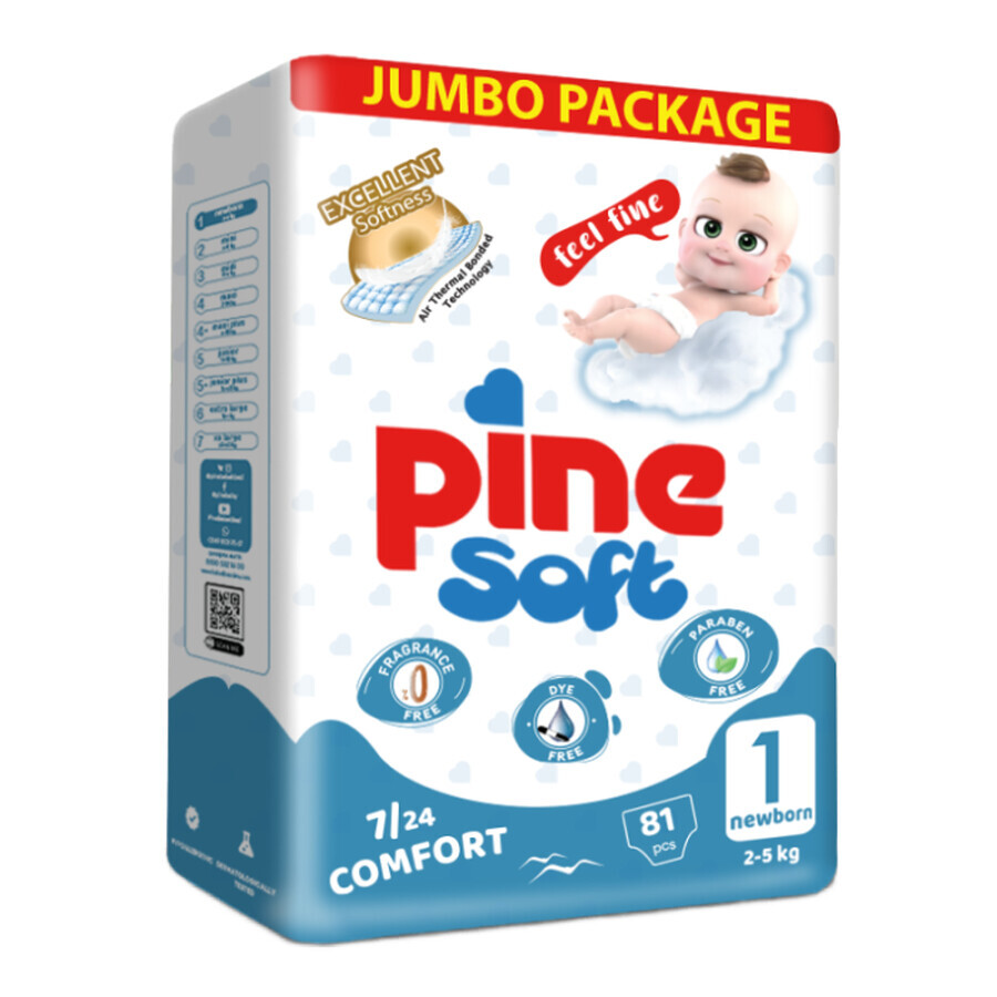 PINE Pasgeboren luiers 2-5 kg maat 1 x 81 st.