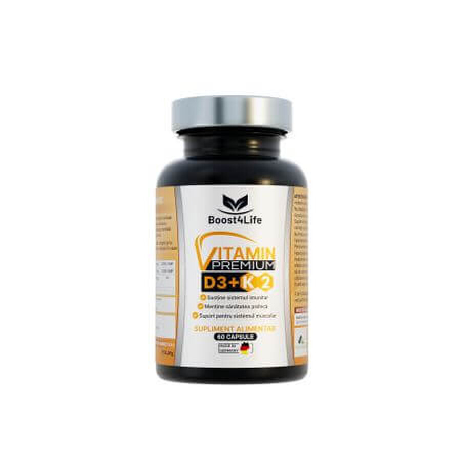 Vitamine D3 + K2 Premium GreenCaps, 60 gélules, Boost4Life