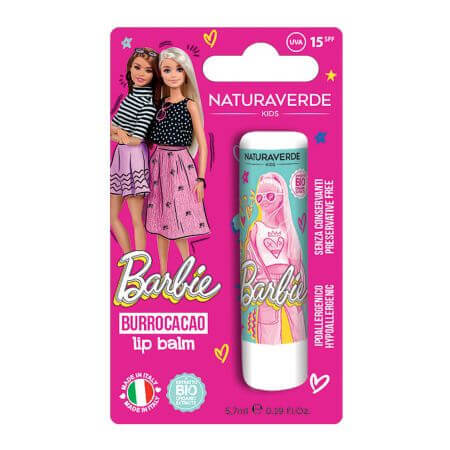 Baume à lèvres avec SPF15 et arôme de fraise Barbie, Kids, 5.7ml, Naturaverde