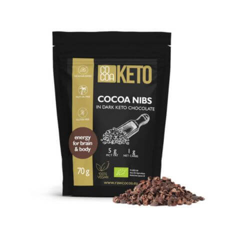 Organic Cocoa Bars in dark chocolate Keto, 70 g, Cocoa