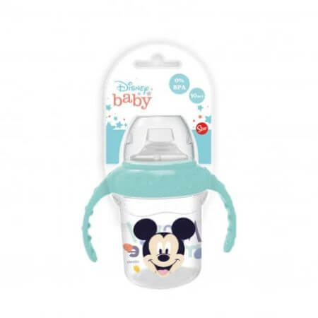 Mok met deksel, handvat en siliconen schenktuit Disney Mickey, 250 ml, Stor