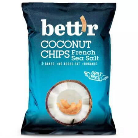 Chips de noix de coco bio avec sel de mer français, 70 g, Bettr