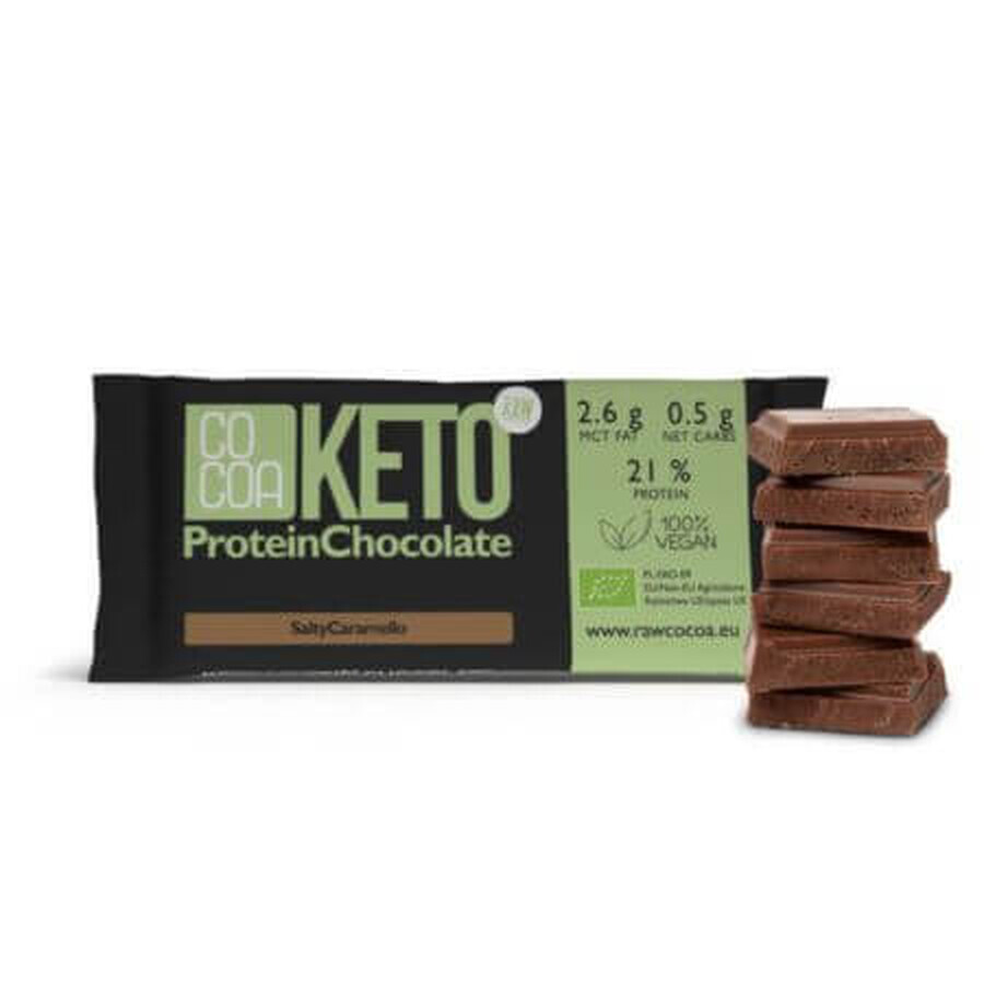 Ciocolata Bio cu caramel sarat Keto, 40 g, Cocoa