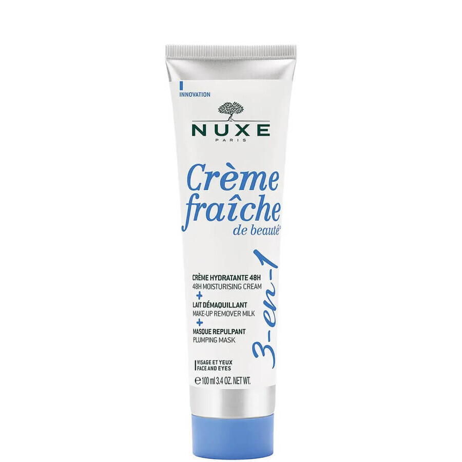 Crema hidratanta 3 in 1 pentru toate tipurile de ten Creme Fraiche de Beaute, 48H, 100 ml, Nuxe