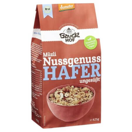 Musli Bio cu Ovaz si Nuci, fara gluten sau zahar, 425 g, Bauckhof