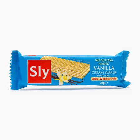 Vanille-Sahne-Waffeln, zuckerfrei, 20 g, Sly Nutrition