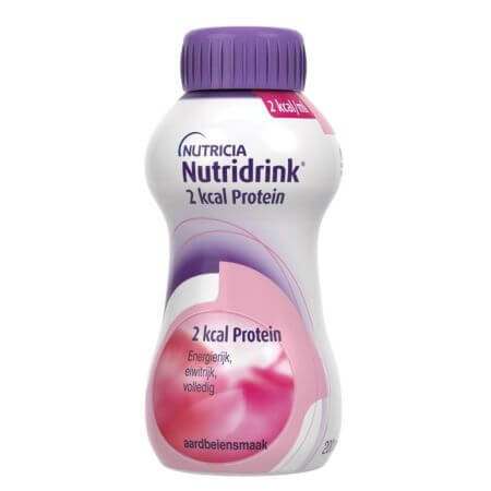 Nutridrink met aardbeiensmaak 2 kcal Eiwit, 200 ml, Nutricia