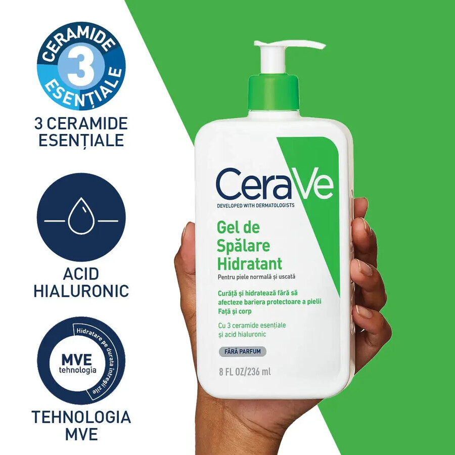 Hydraterende Wash voor de normale, droge huid, 236 ml, CeraVe