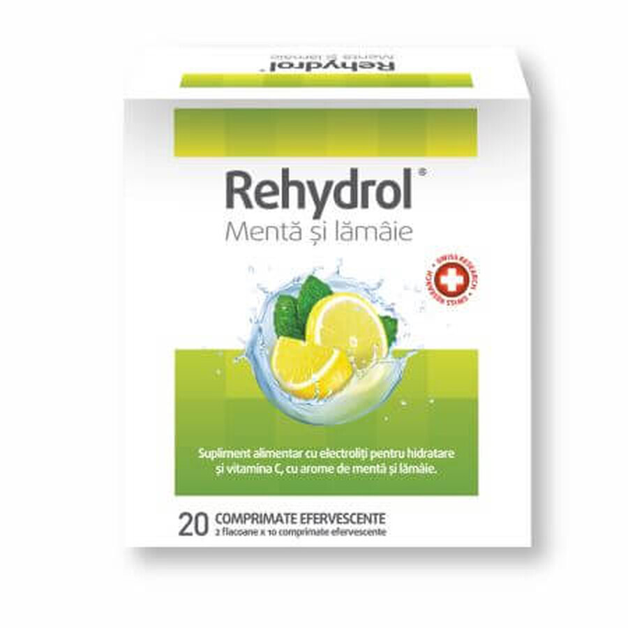 Rehydrol met munt- en citroensmaak, 20 bruistabletten, MBA Pharma