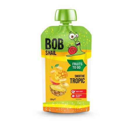 Batido natural de plátano, piña y mango, 120 g, Bob Snail