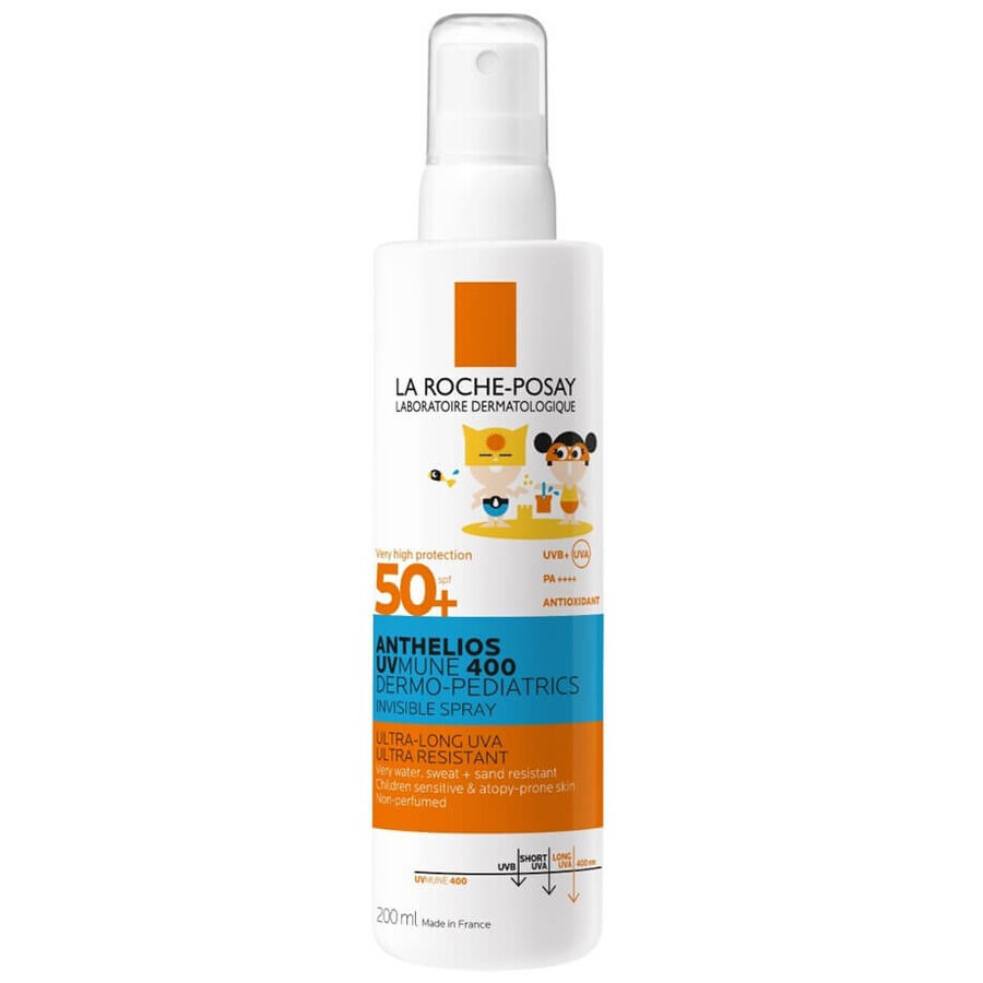 Anthelios Dermo-Pediatrics Onzichtbare Zonnebrandspray SPF50+ voor gezicht en lichaam van kinderen, 200 ml, La Roche-Posay