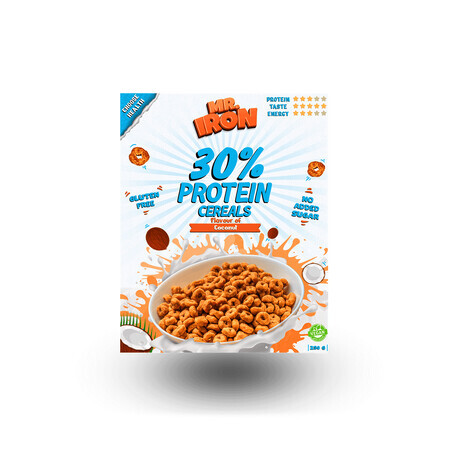 Kokosnoot proteïne ontbijtgranen, veganistisch, suikervrij en glutenvrij, 250 g, Mister Iron