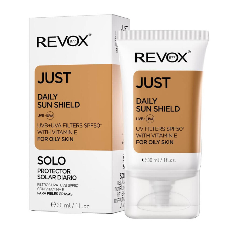 Daily Sun Shield Just SPF 50+ zonbeschermingscrème voor vette huid, 30 ml, Revox