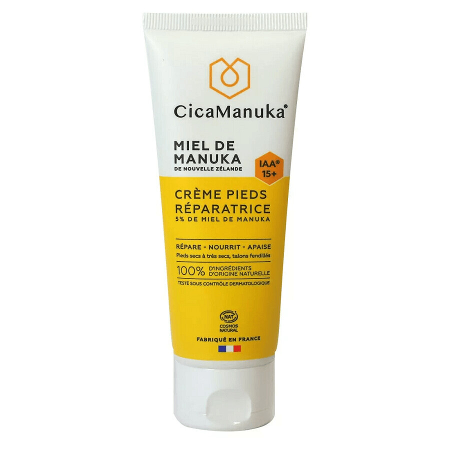 Crème réparatrice pour les pieds avec 5% de miel de Manuka IAA15+, bio, 75 ml, CicaManuka