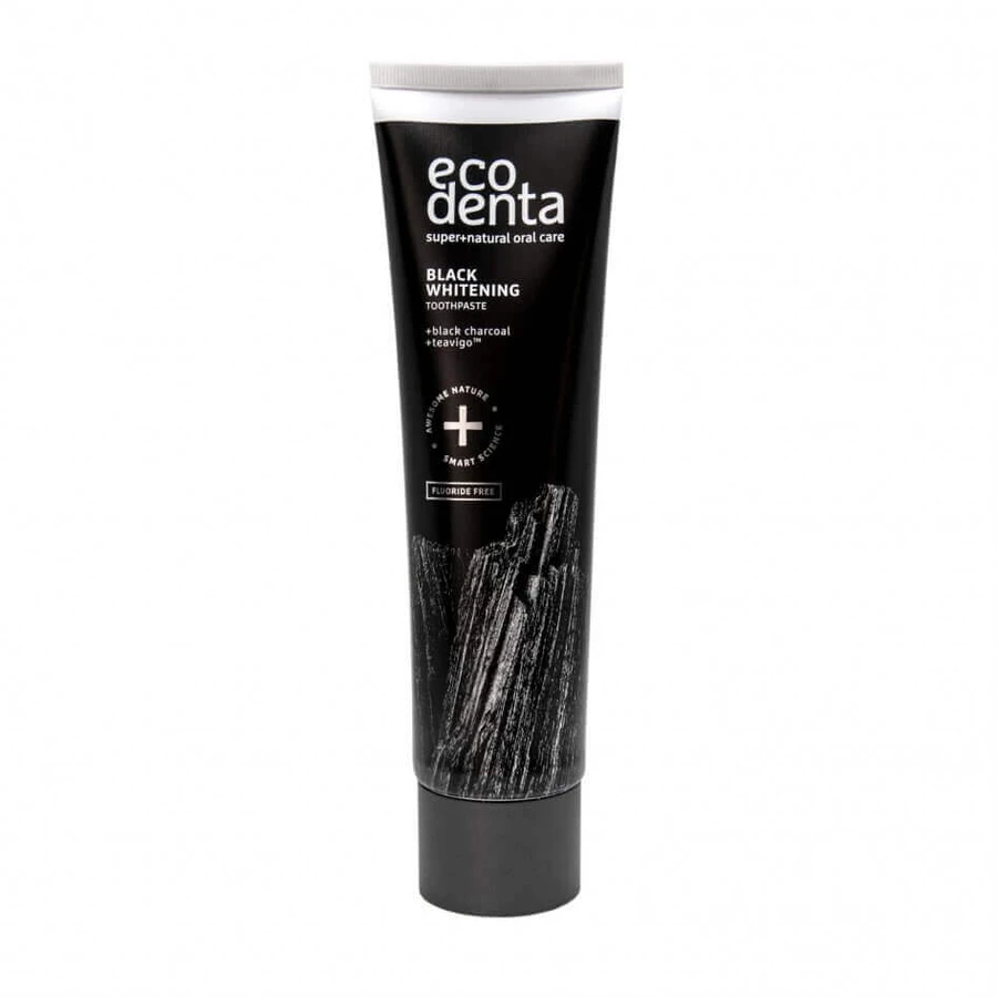 Tandpasta met houtskool en Teavigo Black Whitening, 75 ml, Ecodenta