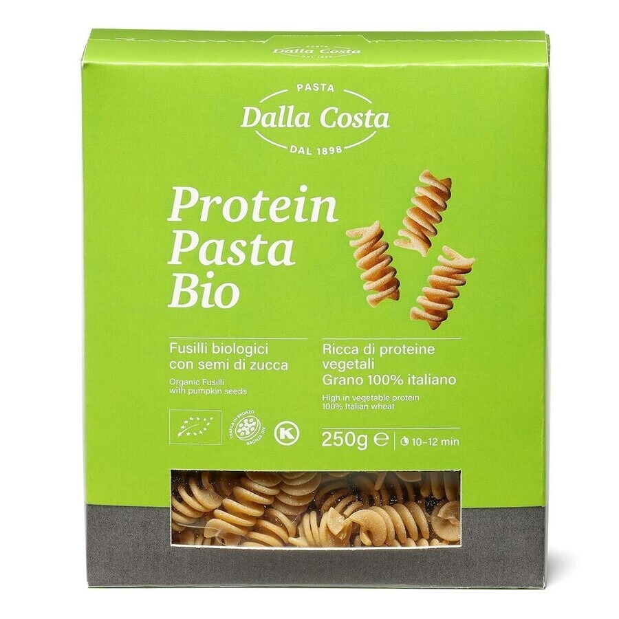 Biologische proteïnepasta fusilli met pompoenpitten, 250 g, Dalla Costa