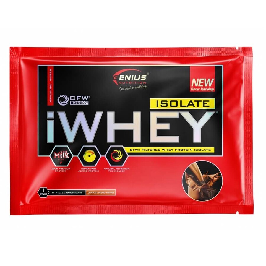 iWhey isolaat proteïnepoeder met chocoladesmaak, 33 g, Genius Nutrition