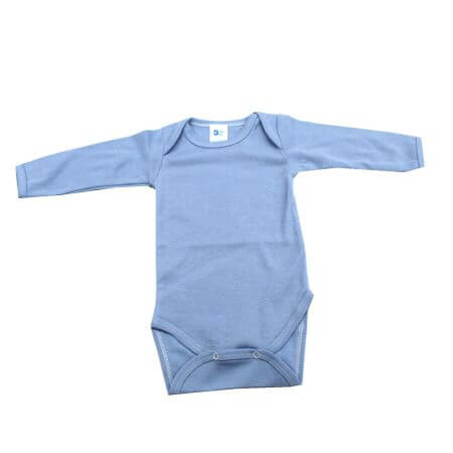 Rib romper lange mouw, 12-18 maanden, Blauw, Baltic Bebe