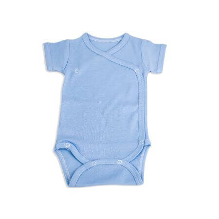 Body din bumbac cu maneca scurta Rib, 0-3 luni, Bleu, Baltic Bebe