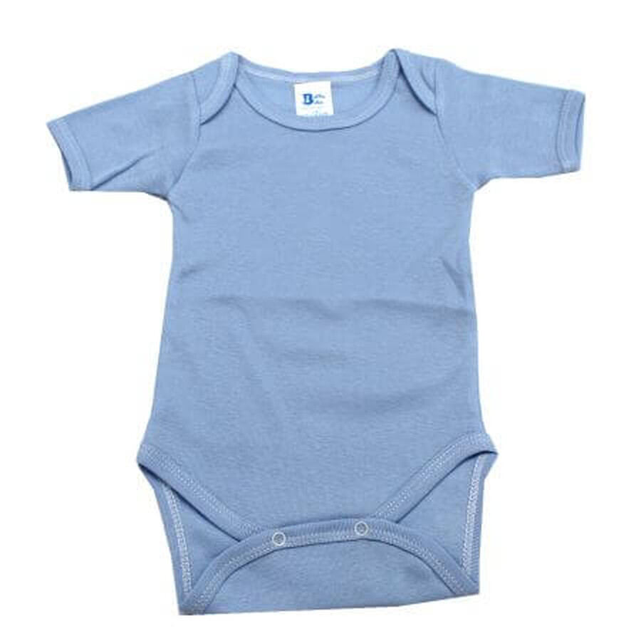 Body din bumbac cu maneca scurta Rib, 12-18 luni, Bleu, Baltic Bebe