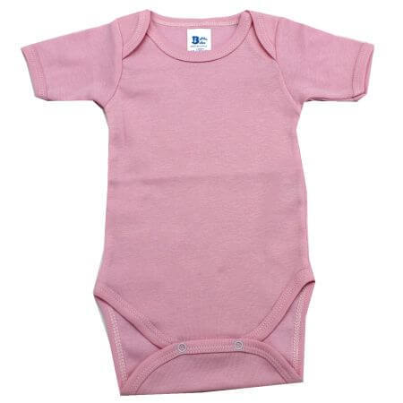 Katoenen romper met korte mouwen Rib, 18-24 maanden, Roze, Baltic Bebe