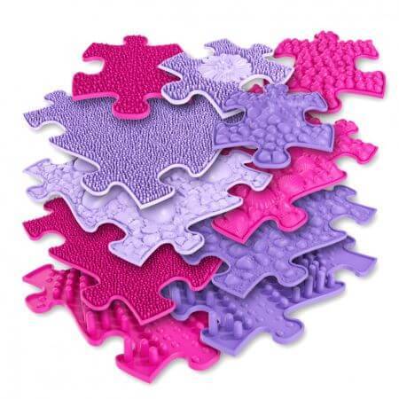 Covoras ortopedic senzorial tip puzzle, +12 luni, Pink, Muffik